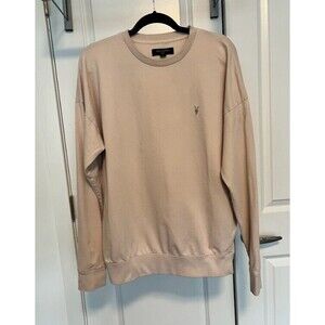 AllSaints Mens Negotum Crew 100% Cotton Long Sleeve Tan/Taupe Sz S Small